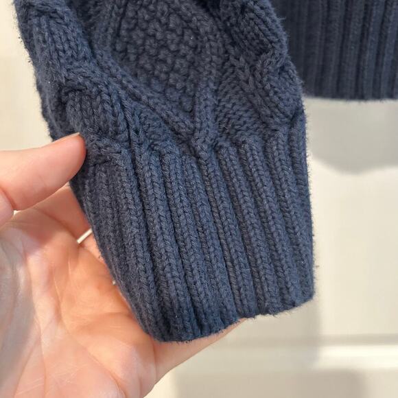 Old Navy Cozy Cable-Knit Cotton Sweater Mens Medium Navy Blue Fisherman Crewneck - Picture 5 of 7